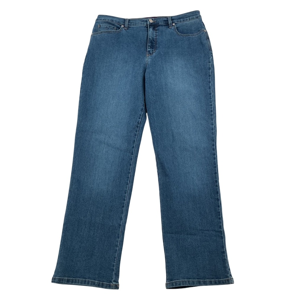 Gloria Vanderbilt Amanda Jeans Womens 14 Short Blue Denim High Rise Straight Leg